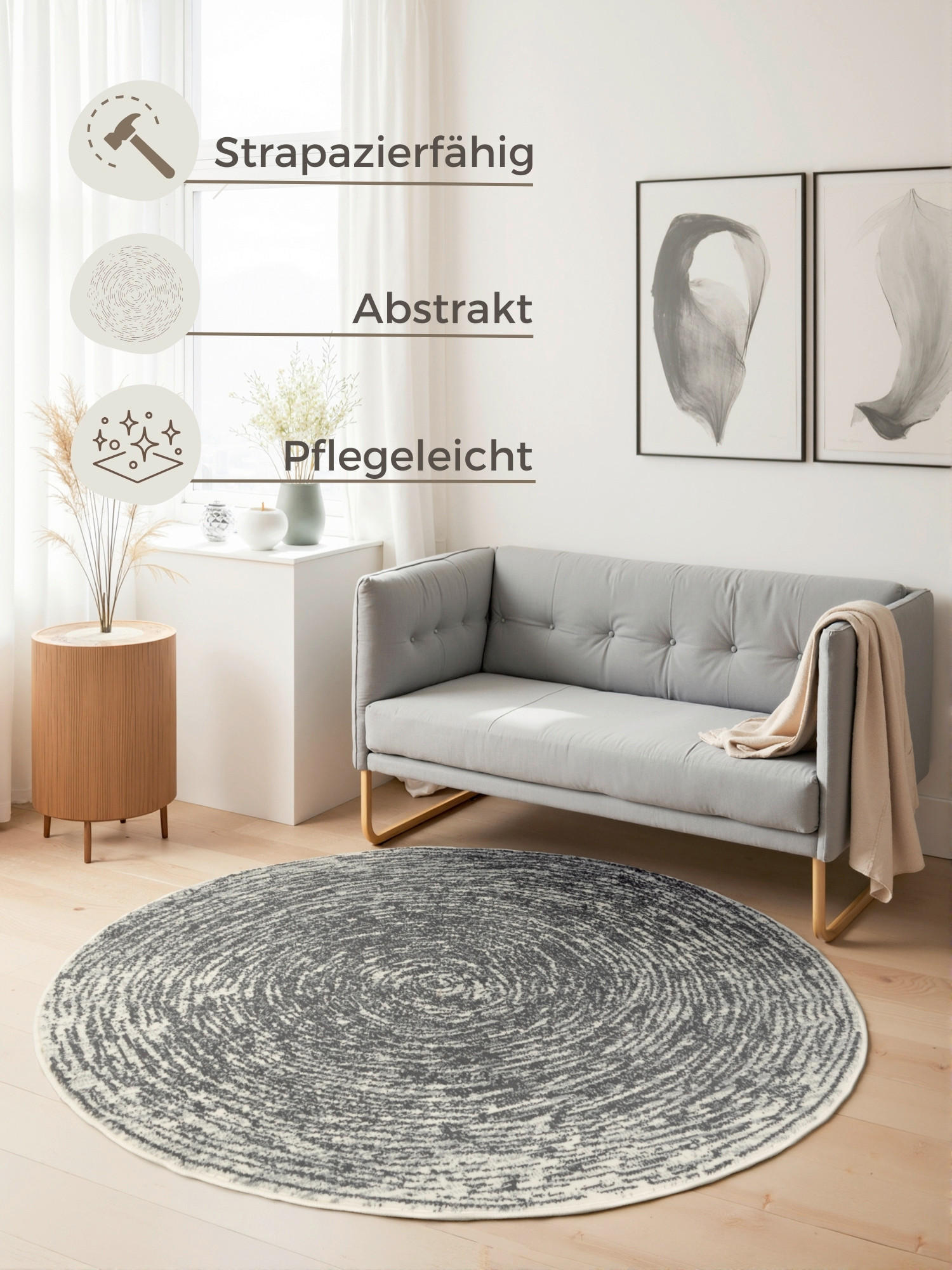 WEBTEPPICH 160 cm Gloria Creme, Grau  - Creme/Grau, Design, Kunststoff/Textil (160cm)