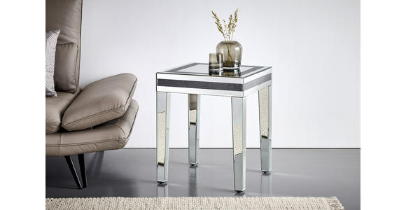 BEISTELLTISCH 50/50/60 cm Schwarz, Silberfarben quadratisch  - Silberfarben/Schwarz, LIFESTYLE, Glas/Holzwerkstoff (50/50/60cm) - Xora