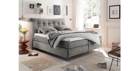 BOXSPRINGBETT 180/200 cm  in Hellgrau  - Hellgrau/Schwarz, Design, Kunststoff/Textil (180/200cm) - Esposa