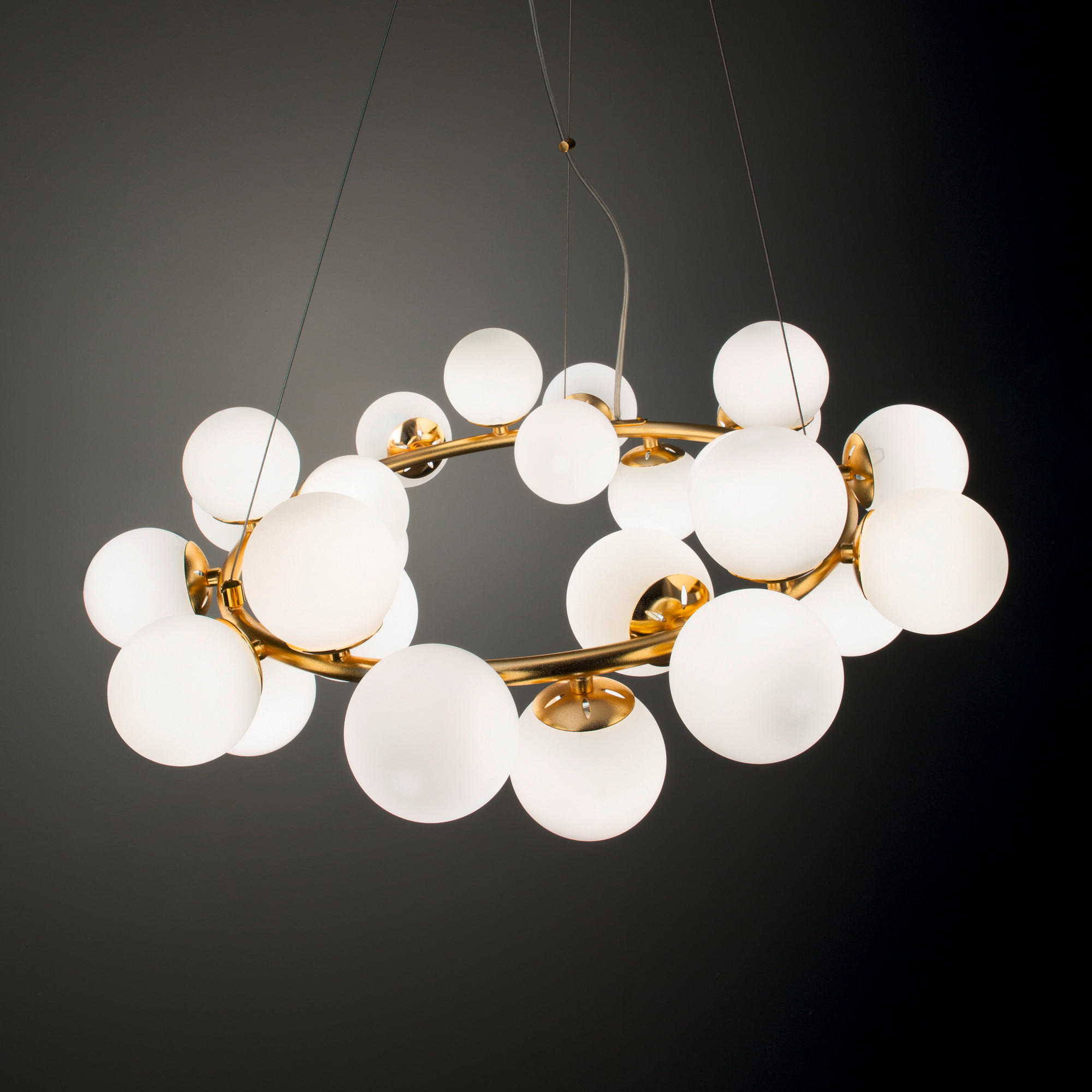 HÄNGELEUCHTE 70,5/48-21,3 cm  - Messingfarben/Weiß, KONVENTIONELL, Glas/Metall (70,5/48-21,3cm) - Ideal Lux