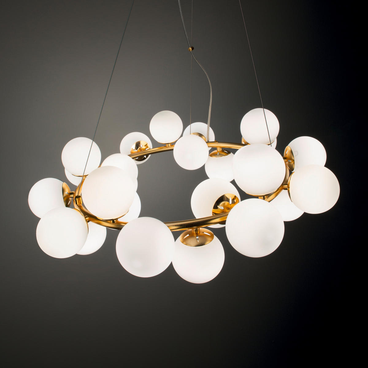 HÄNGELEUCHTE 70,5/48-21,3 cm  - Messingfarben/Weiß, KONVENTIONELL, Glas/Metall (70,5/48-21,3cm) - Ideal Lux