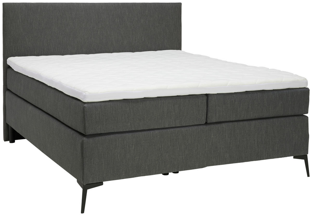 BOXSPRINGBETT 120/200 cm  in Anthrazit, Schwarz  - Anthrazit/Schwarz, Design, Textil/Metall (120/200cm) - Hom`in