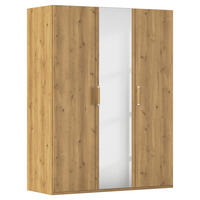 DREHTÜRENSCHRANK 151/197/60 cm 3-türig Eichefarben  - Eichefarben/Silberfarben, Design, Glas/Holzwerkstoff (151/197/60cm) - Novel