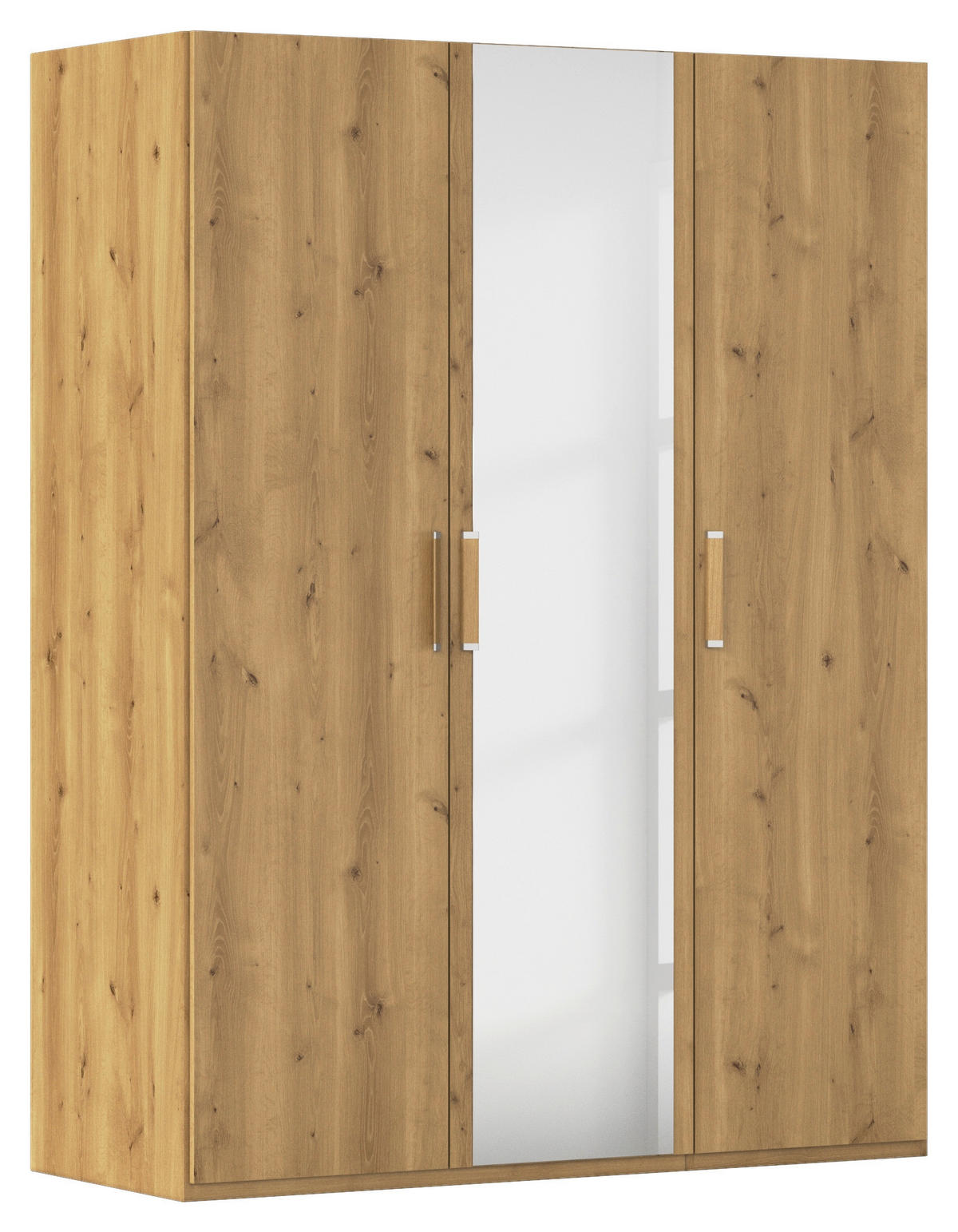 DREHTÜRENSCHRANK 151/197/60 cm 3-türig Eichefarben  - Eichefarben/Silberfarben, Design, Glas/Holzwerkstoff (151/197/60cm) - Novel