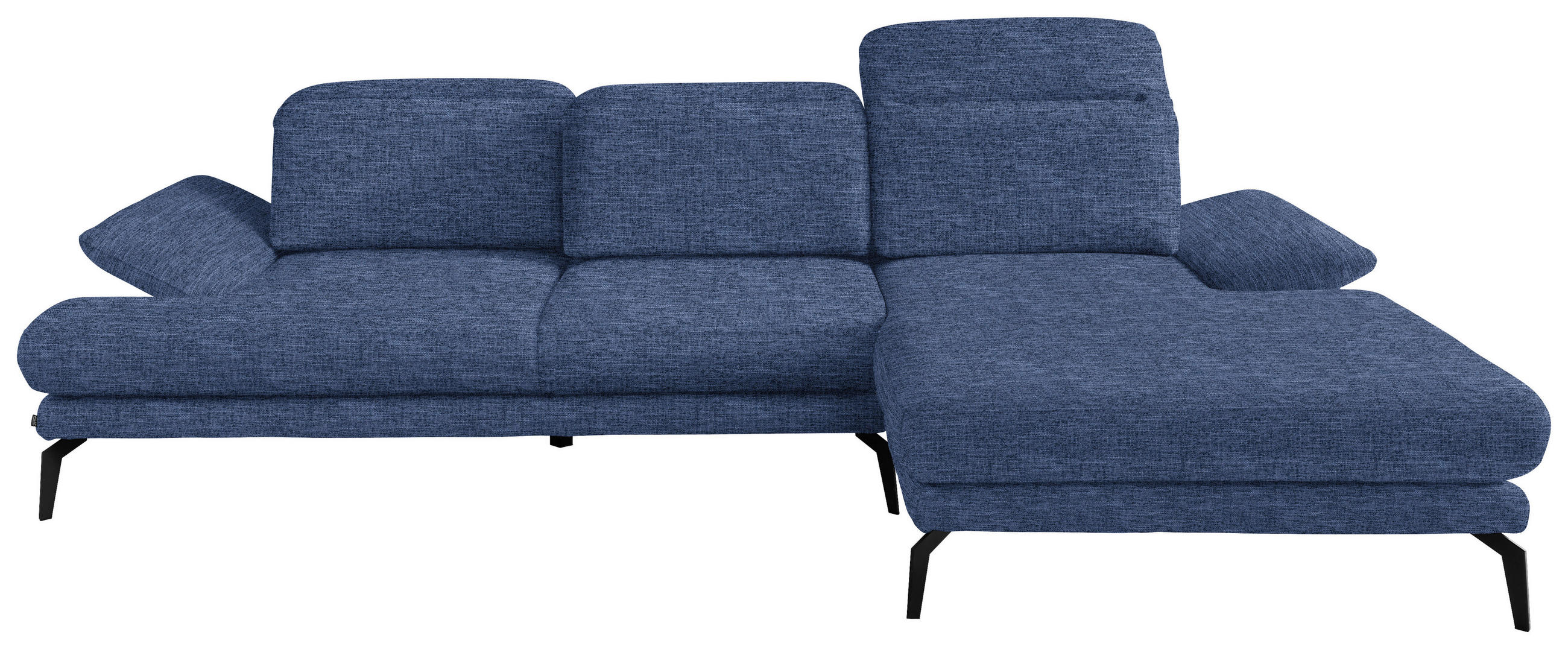 ECKSOFA Webstoff Blau  - Blau/Schwarz, Design, Textil/Metall (289/180cm) - Stylife