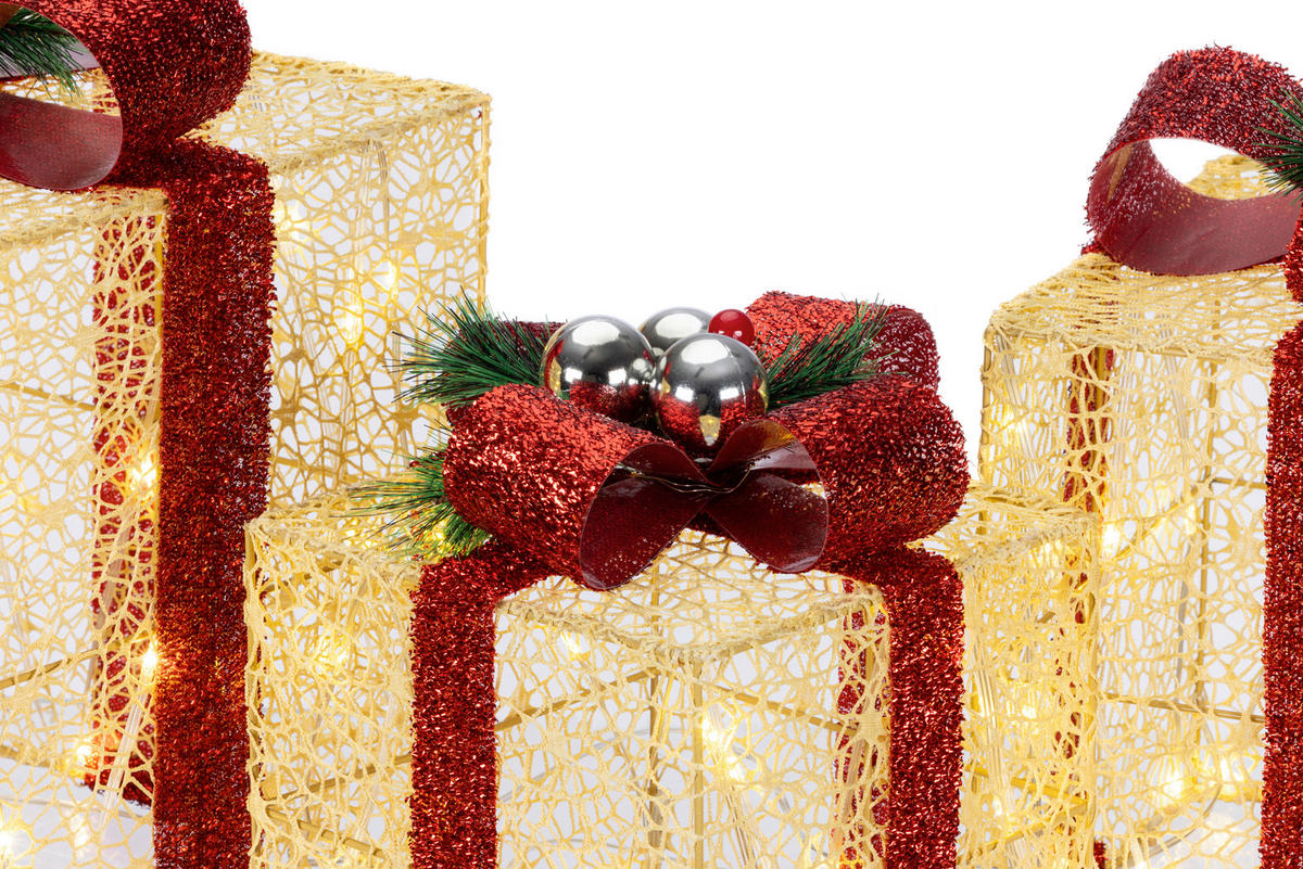 LED-DEKOLEUCHTE  - Rot/Goldfarben, LIFESTYLE, Textil/Metall - X-Mas