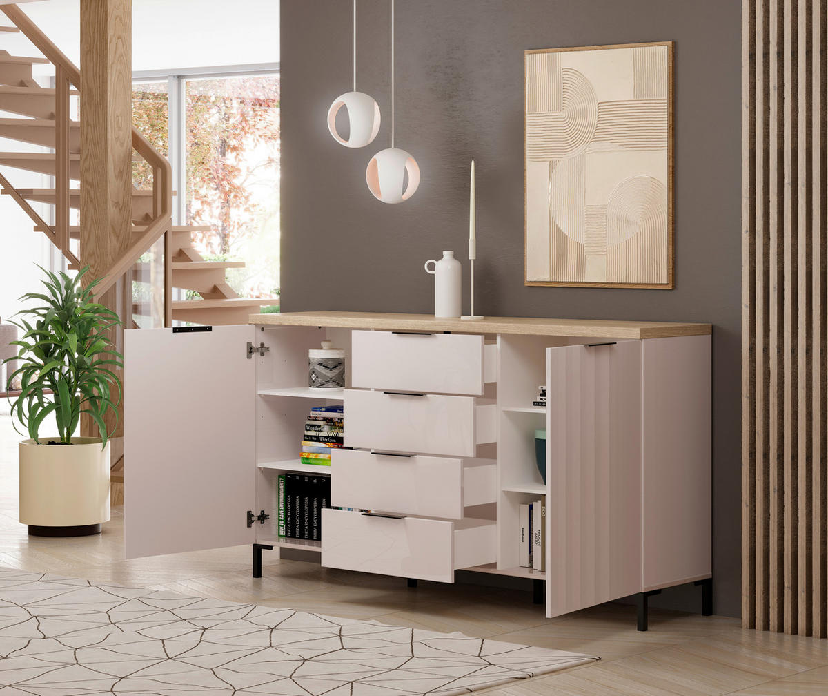 SIDEBOARD  in 180/89/43 cm  - Kaschmir/Eichefarben, Design, Holzwerkstoff/Kunststoff (180/89/43cm) - Xora