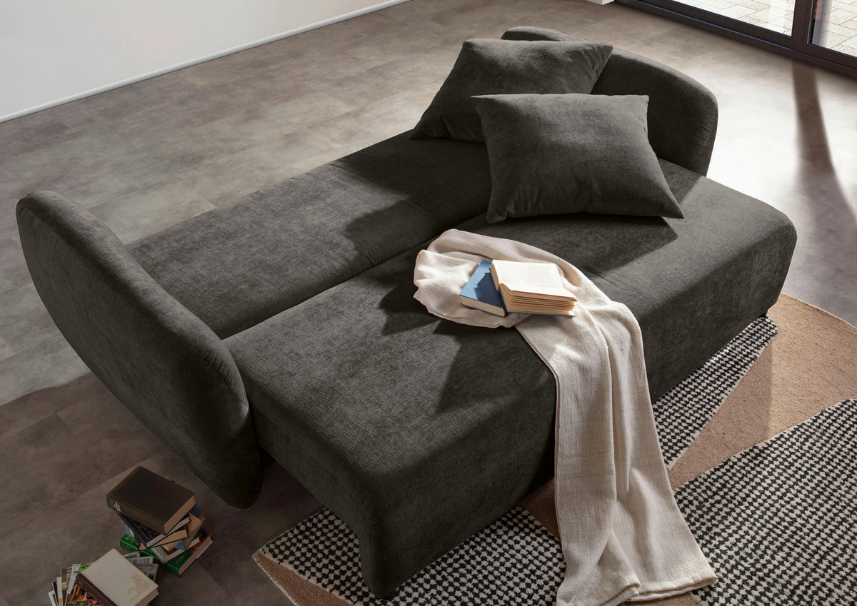 SCHLAFSOFA in Flachgewebe Dunkelgrau  - Dunkelgrau/Schwarz, KONVENTIONELL, Kunststoff/Textil (250/74/108cm) - Carryhome