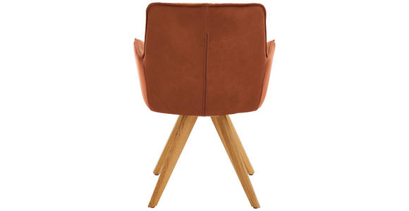 ARMLEHNSTUHL in Echtleder pigmentiert - Eichefarben/Cognac, Design, Leder/Holz (59/89/63cm) - Dieter Knoll