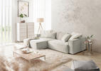 ECKSOFA Hellgrau Feincord  - Hellgrau/Schwarz, KONVENTIONELL, Kunststoff/Textil (168/276cm) - Hom`in