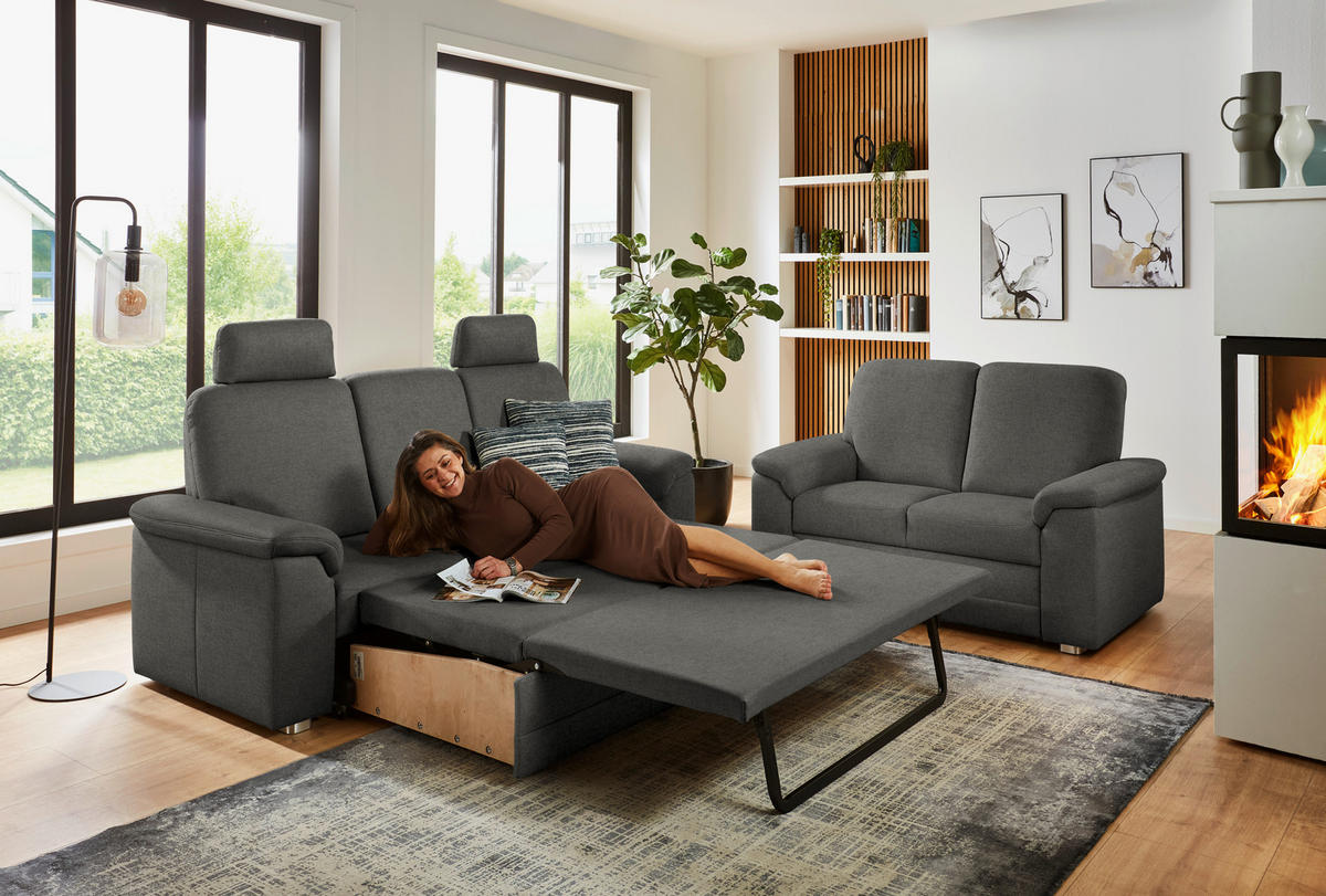 3-SITZER-SOFA Chenille Grau  - Alufarben/Grau, Konventionell, Textil/Metall (208/96/89cm) - Beldomo Comfort
