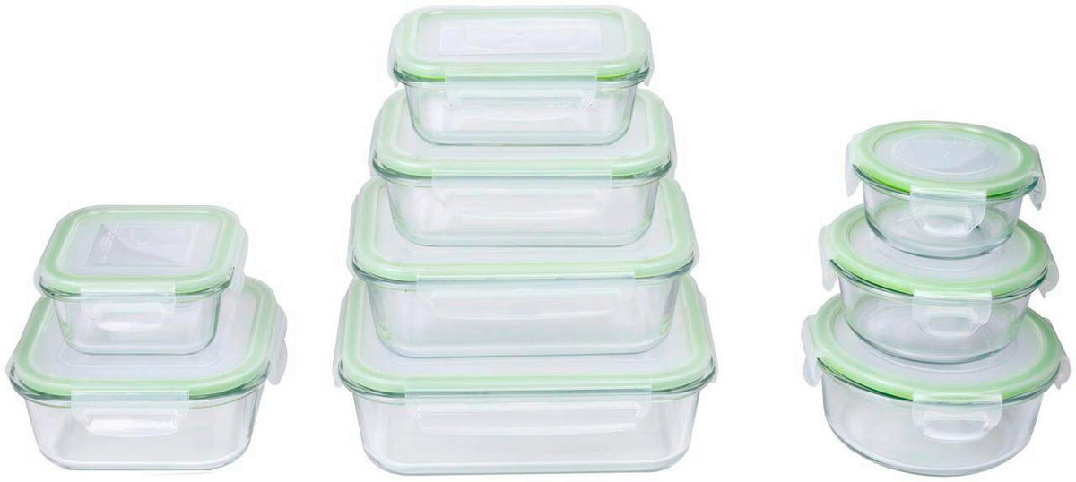 FRISCHHALTEDOSENSET 18-teilig  - Transparent/Grün, Basics, Glas (37/19.5/23.5cm) - Alpina 6287