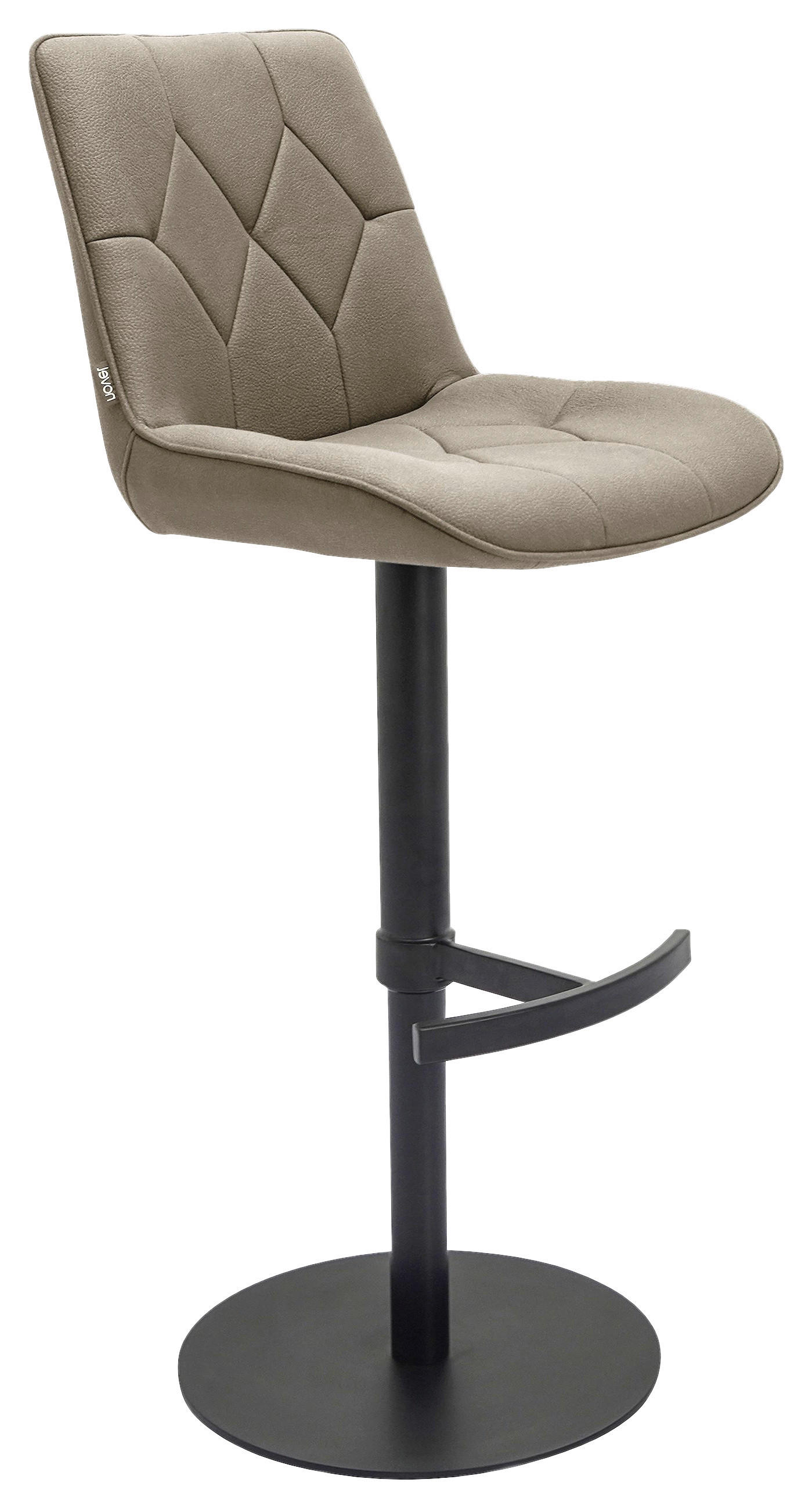 TABURET DE BAR in metal, textil negru, taupe  - taupe/negru, Design, metal/textil (44/97-114,5/54,5cm) - Novel