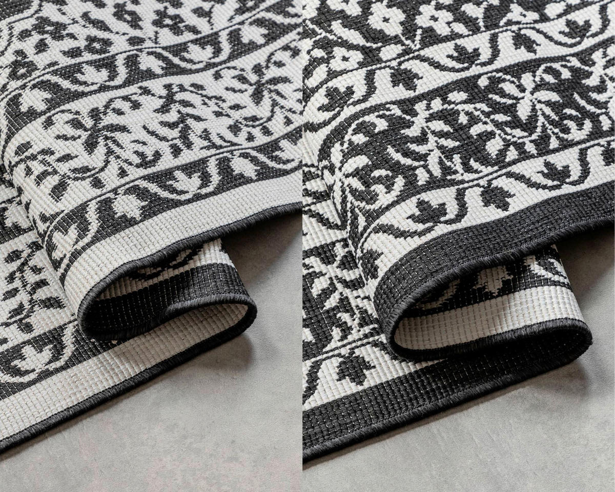 OUTDOORTEPPICH 200/290 cm Gemini Schwarz, Weiß  - Schwarz/Weiß, Design, Kunststoff (200/290cm)