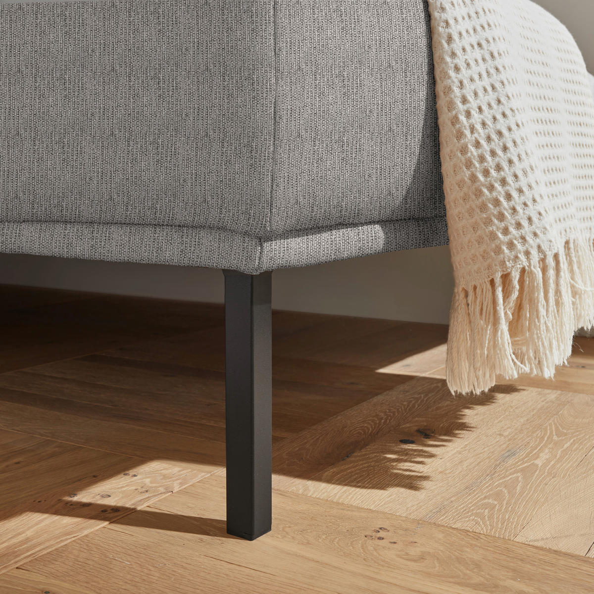 ECKSOFA  in Flachgewebe Greige  308/270 cm  - Greige/Schwarz, Design, Textil/Metall (308/270cm) - Pure Home Lifestyle