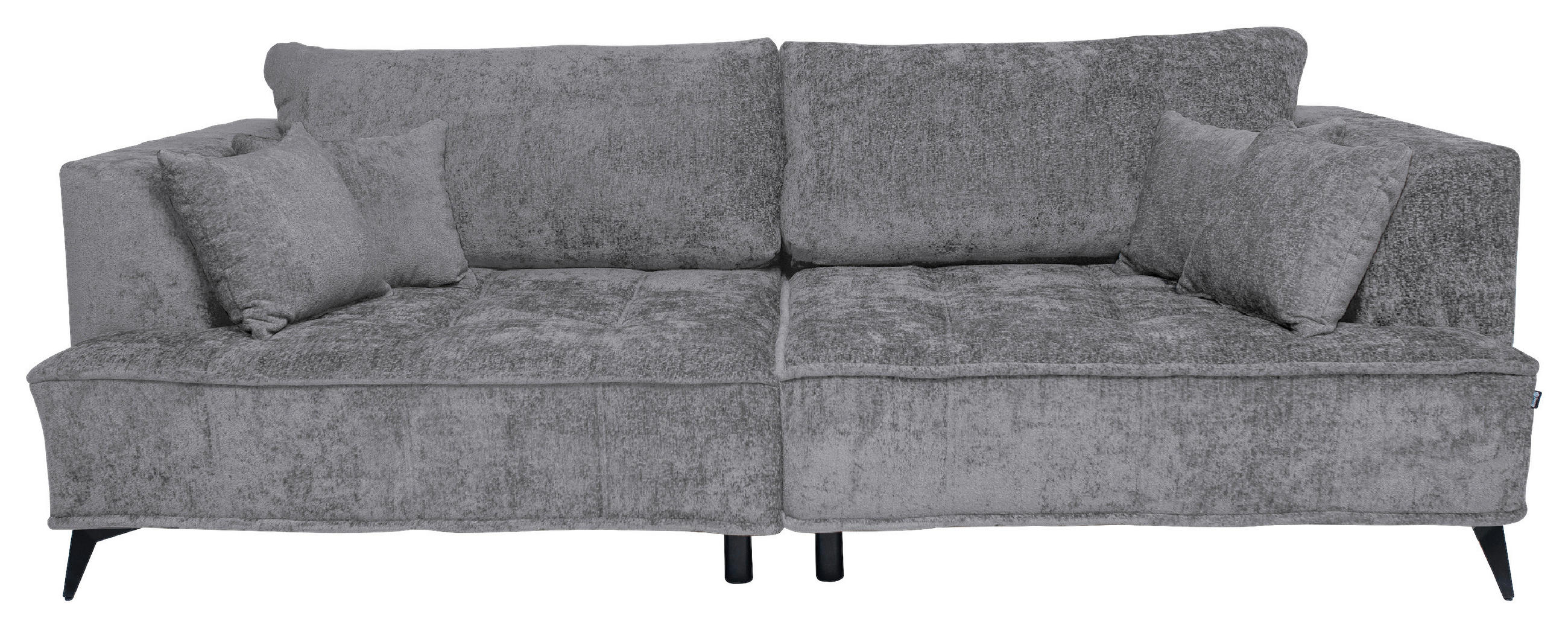 BIGSOFA Chenille Dunkelgrau  - Dunkelgrau/Schwarz, Design, Textil/Metall (250/90/120cm) - home24