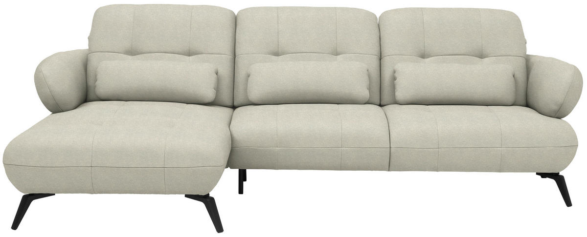 ECKSOFA Flachgewebe Sandfarben  - Sandfarben/Schwarz, Modern, Textil/Metall (180/282cm) - Novel