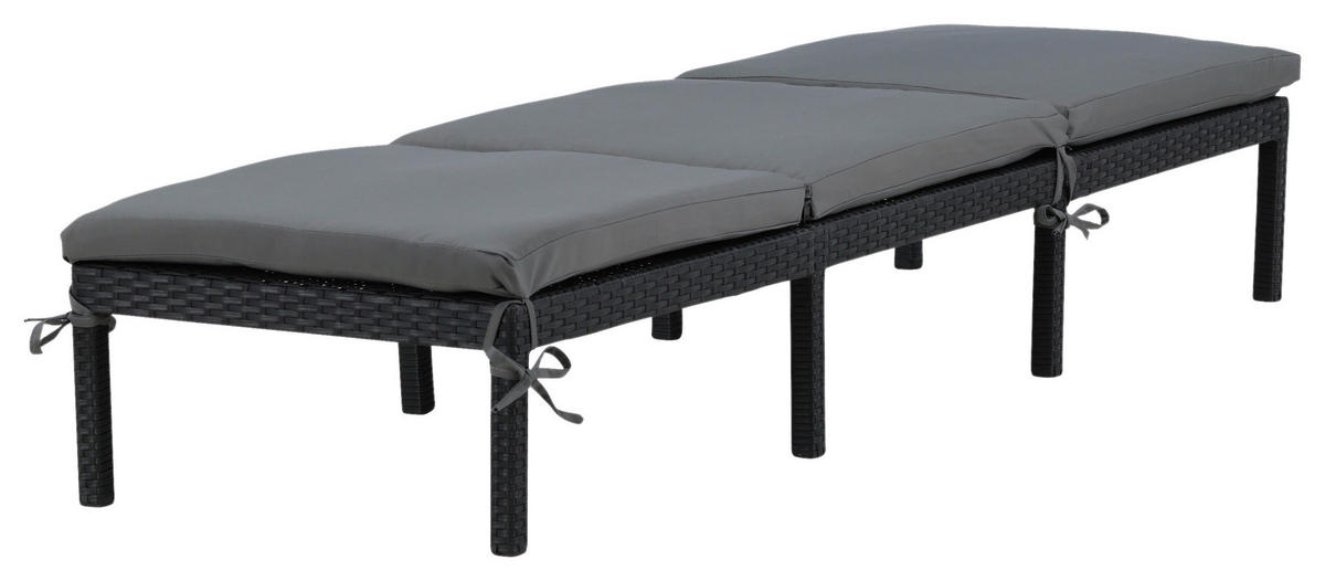 SONNENLIEGE 59/84/198 cm  - Schwarz, KONVENTIONELL, Kunststoff (59/84/198cm) - Gardenson