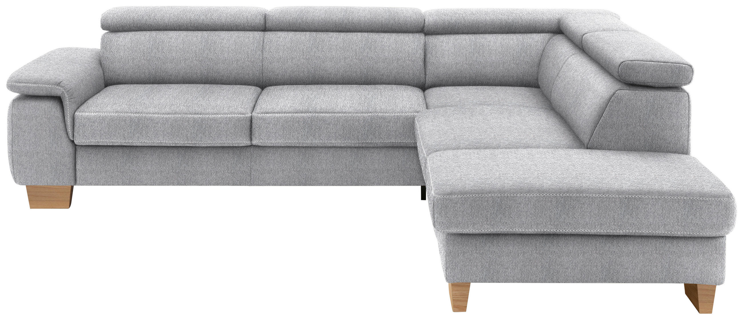 ECKSOFA  in Mikrofaser Hellgrau  273/226 cm  - Eichefarben/Beige, Natur, Holz/Textil (273/226cm) - Beldomo System