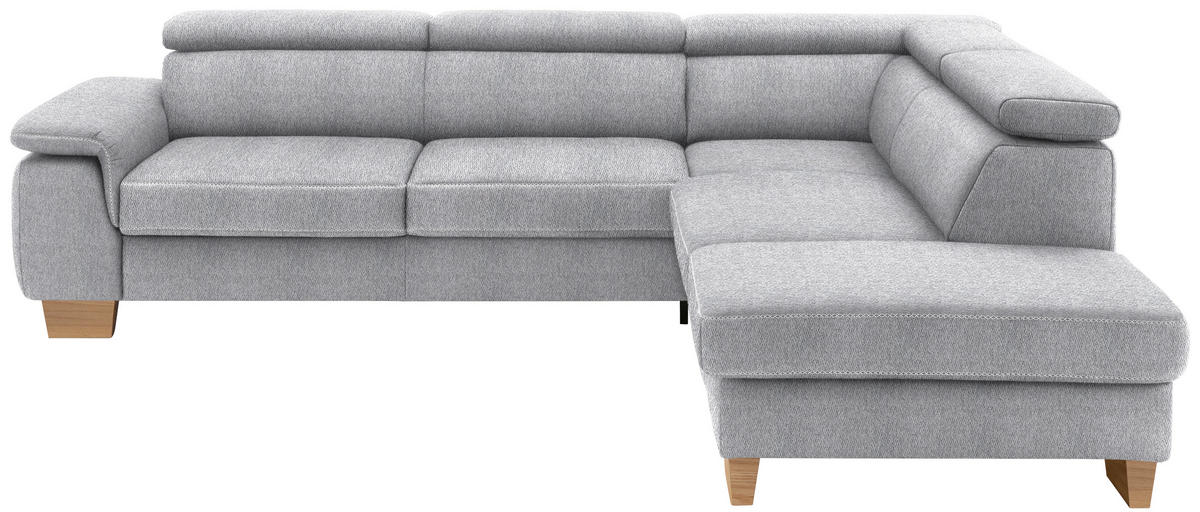 ECKSOFA  in Mikrofaser Hellgrau  273/226 cm  - Eichefarben/Beige, Natur, Holz/Textil (273/226cm) - Beldomo System