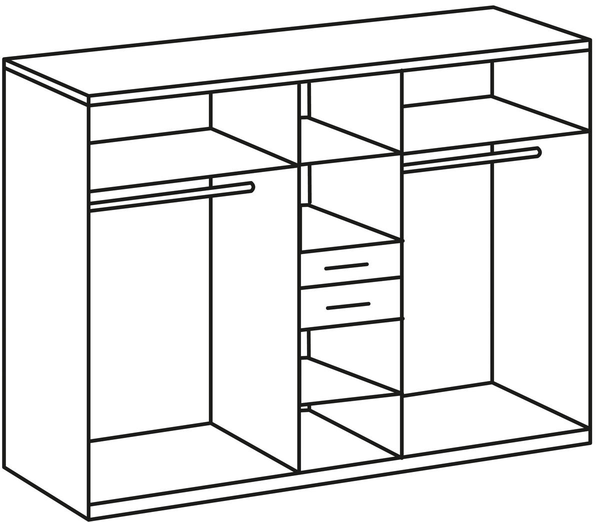 KLEIDERSCHRANK  in Plankeneiche, Anthrazit  - Plankeneiche/Anthrazit, KONVENTIONELL, Glas/Holzwerkstoff (225/208/58cm) - Carryhome