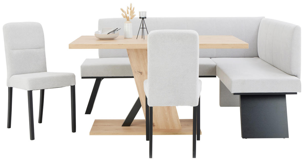 ECKBANK 185/150 cm Webstoff Grau   - Schwarz/Grau, KONVENTIONELL, Textil (185/150cm)