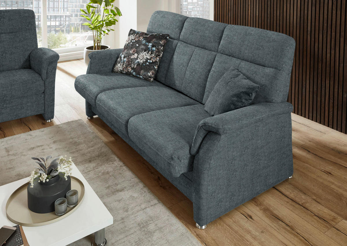 3-SITZER-SOFA Flachgewebe Grau  - Alufarben/Grau, Konventionell, Textil/Metall (194/100/89cm) - Beldomo Comfort