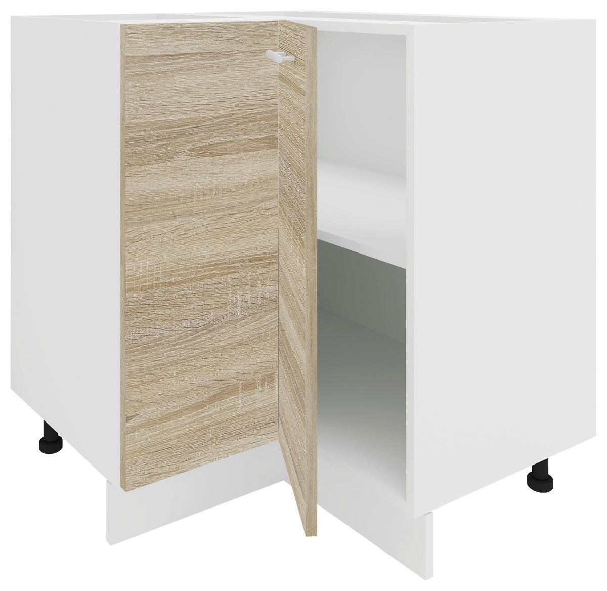ECKUNTERSCHRANK 76/82/76 cm  - Weiss/Alufarben, Konventionell, Holzwerkstoff/Metall (76/82/76cm) - MID.YOU