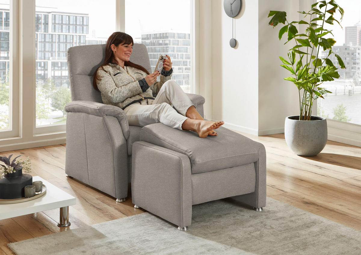 SESSEL Flachgewebe Beige  - Beige/Alufarben, Konventionell, Textil/Metall (90/100/89cm) - Beldomo Comfort
