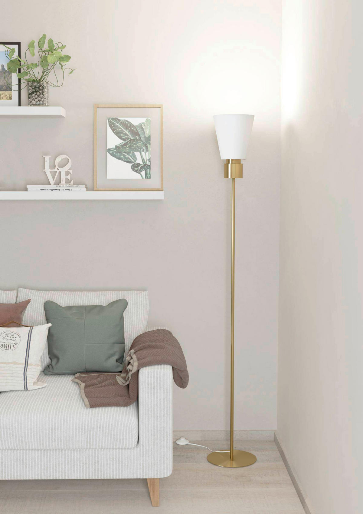 LED-DECKENFLUTER 20/170 cm    - Messingfarben/Weiß, KONVENTIONELL, Textil/Metall (20/170cm) - Eglo