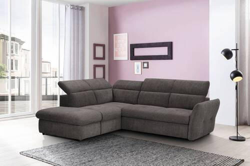 ECKSOFA in Velours Grau  224/254 cm  - Schwarz/Grau, Design, Kunststoff/Textil (224/254cm) - Stylife