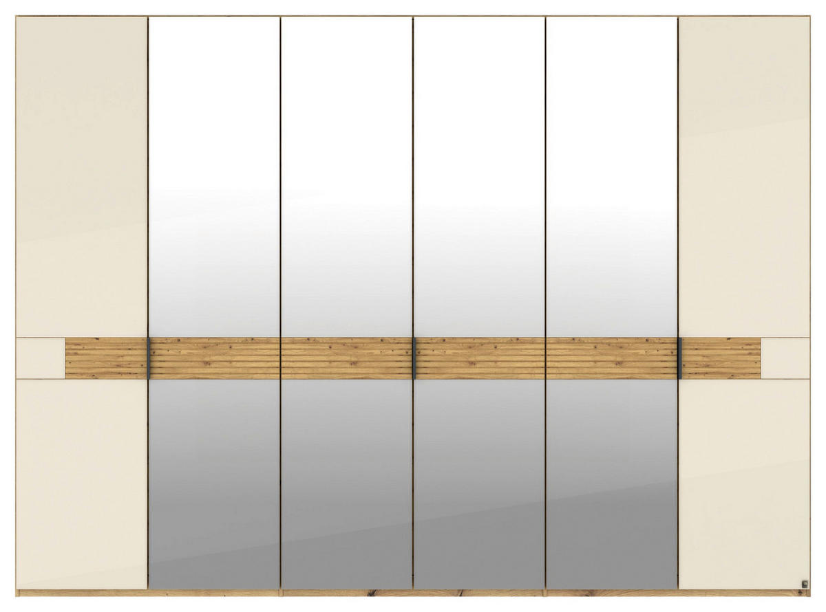DREHTÜRENSCHRANK 300/216/58 cm,  in Eichefarben, Champagner, 6 Tür(en)  - Schieferfarben/Champagner, Design, Glas/Holz (300/216/58cm) - Musterring