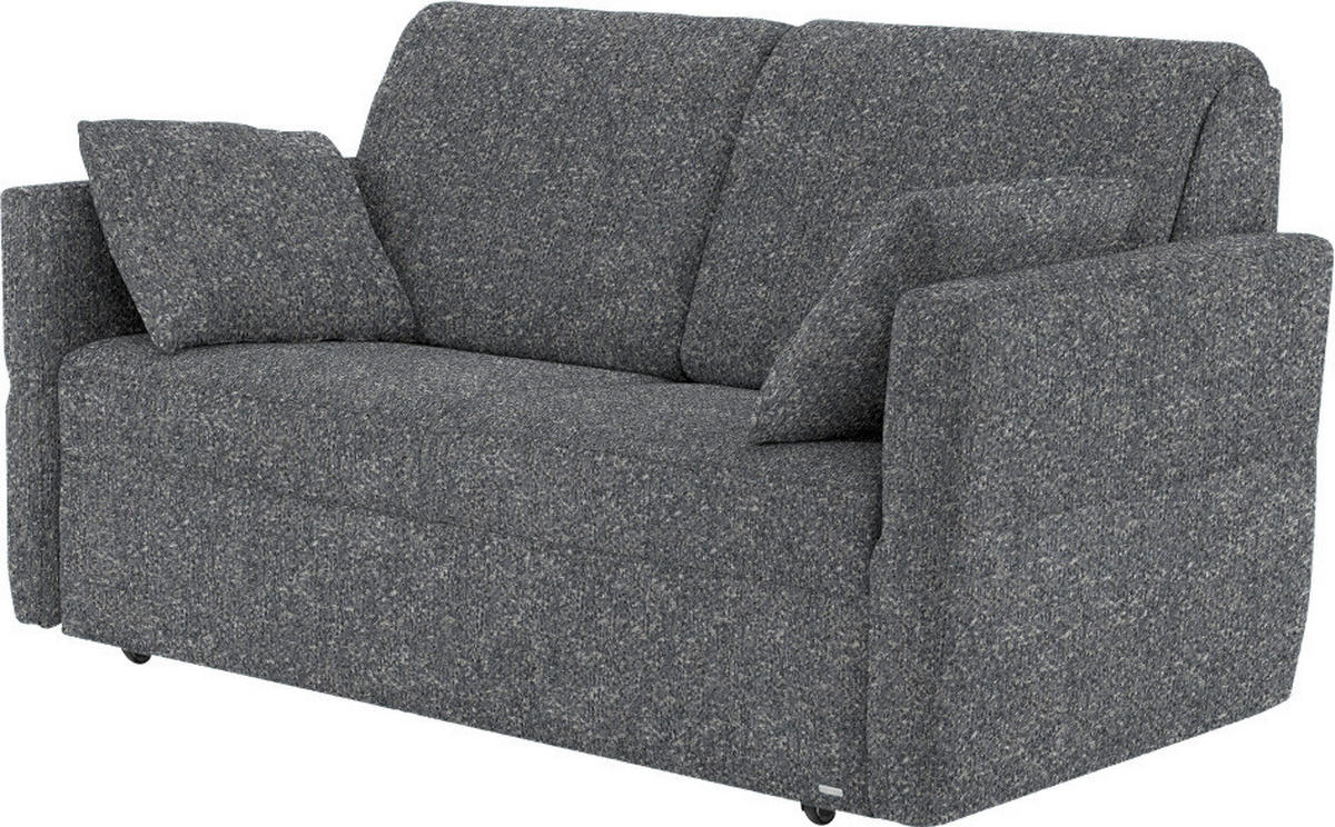 SCHLAFSOFA  in Mikrovelours Grau  - Schwarz/Grau, KONVENTIONELL, Kunststoff/Textil (176/88/91cm) - Sedda