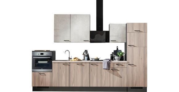 KÜCHENLEERBLOCK 340 cm   in Graphitfarben, Hellgrau, Tannenholzfarben  - Tannenholzfarben/Hellgrau, Design, Holzwerkstoff/Metall (340cm) - Xora