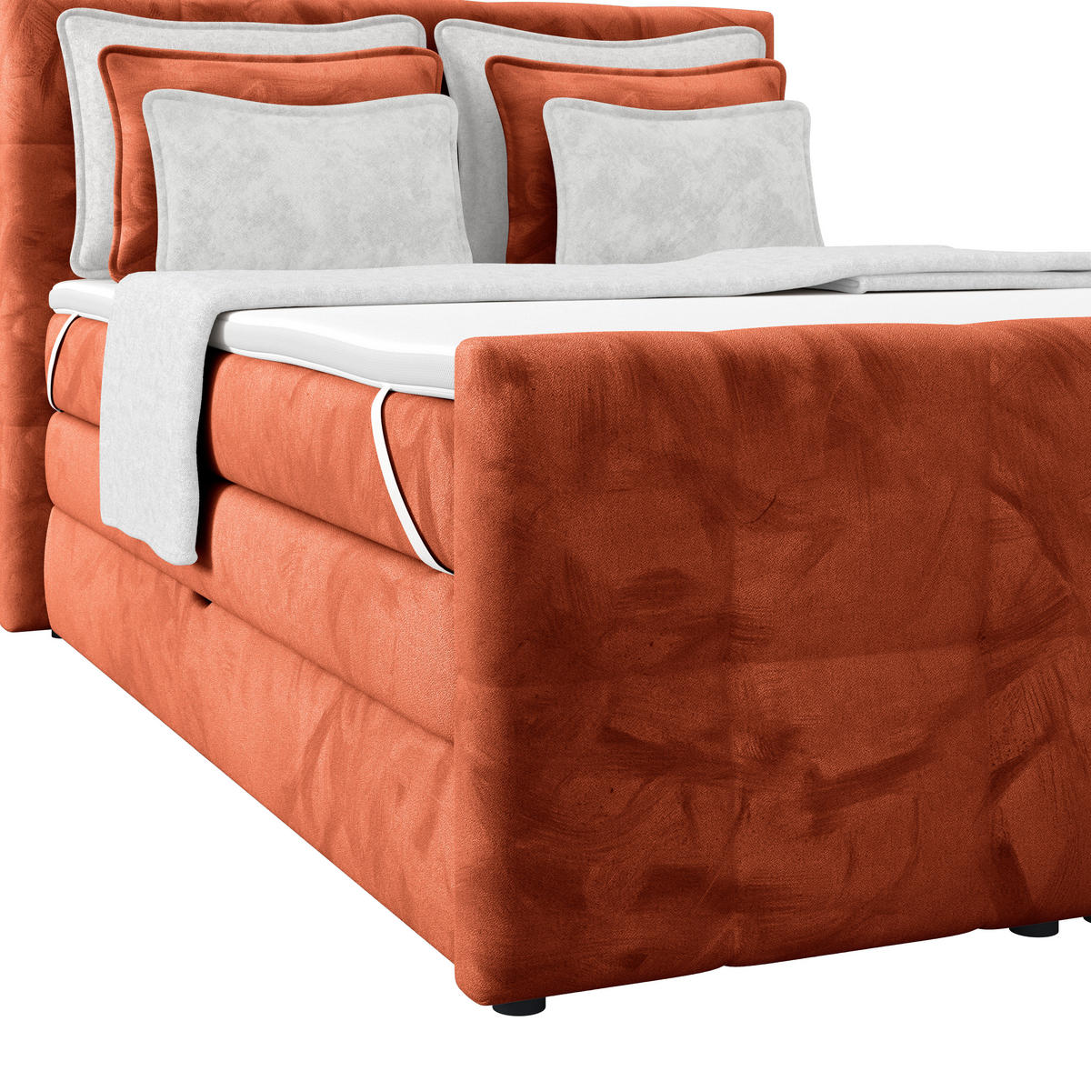 BOXSPRINGBETT 140/200 cm,  in Rostfarben, gepolstertes Kopfteil, Bettkasten, Topper, Matratzen, H3 + H3 = fest  - Rostfarben, KONVENTIONELL, Holz/Holzwerkstoff (140/200cm) - Luca Bessoni