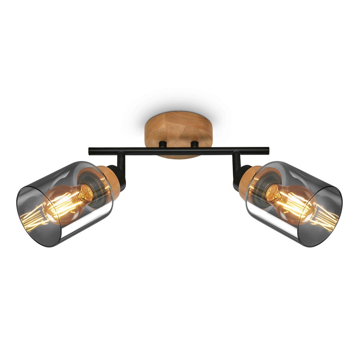 DECKENSPOTS 28/11/24 cm   - Eichefarben/Schwarz, Design, Glas/Holz (28/11/24cm)