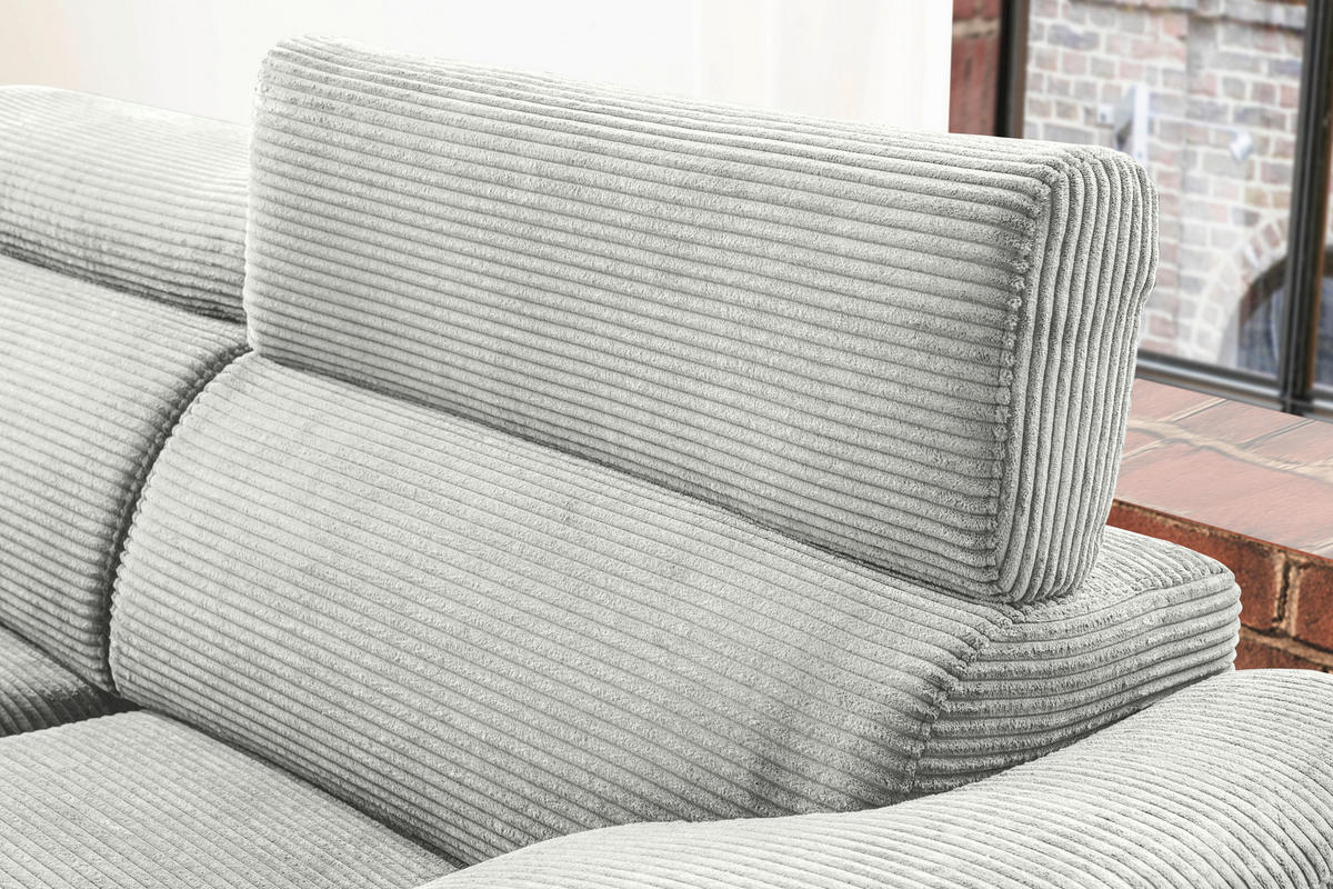 ECKSOFA in Cord Hellgrau  - Hellgrau/Schwarz, Design, Holz/Textil (174/270cm) - Pure Home Lifestyle