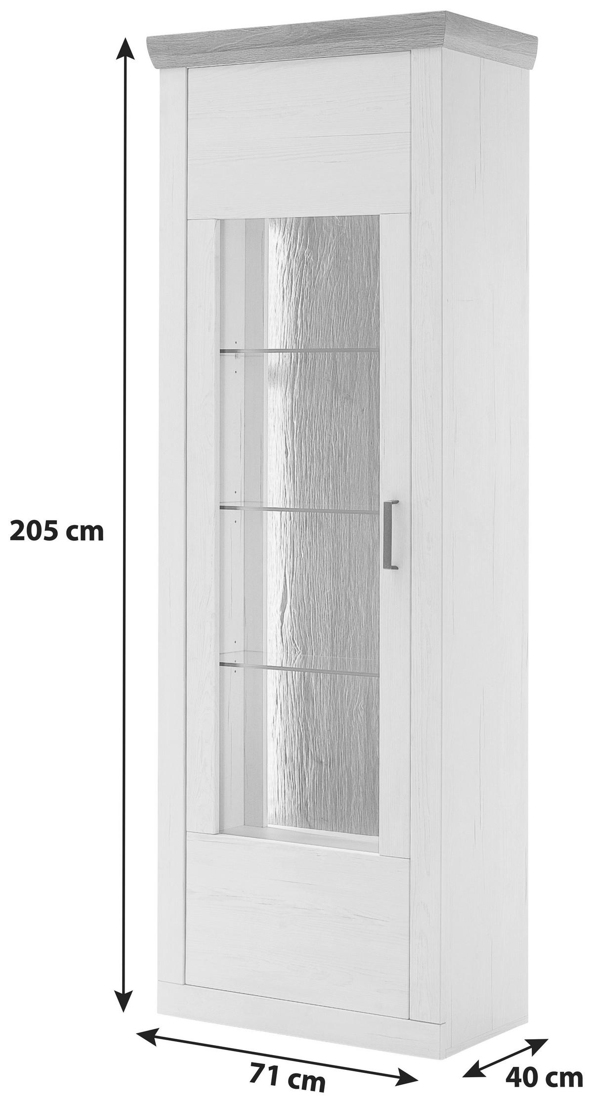 VITRINE in Weiss, Eichefarben  - Weiss/Eichefarben, Design, Glas/Holzwerkstoff (71/205/40cm) - MID.YOU