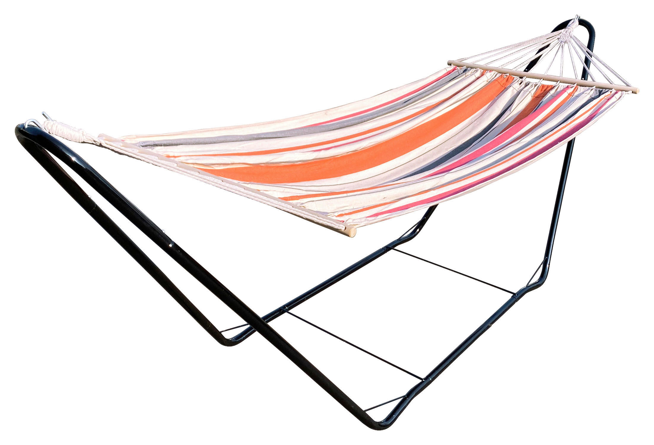  HÄNGEMATTE Blau, Orange, Rosa, Weiß Auflage, Gestell  - Blau/Orange, KONVENTIONELL, Textil/Metall (300/74/105cm) - La Siesta