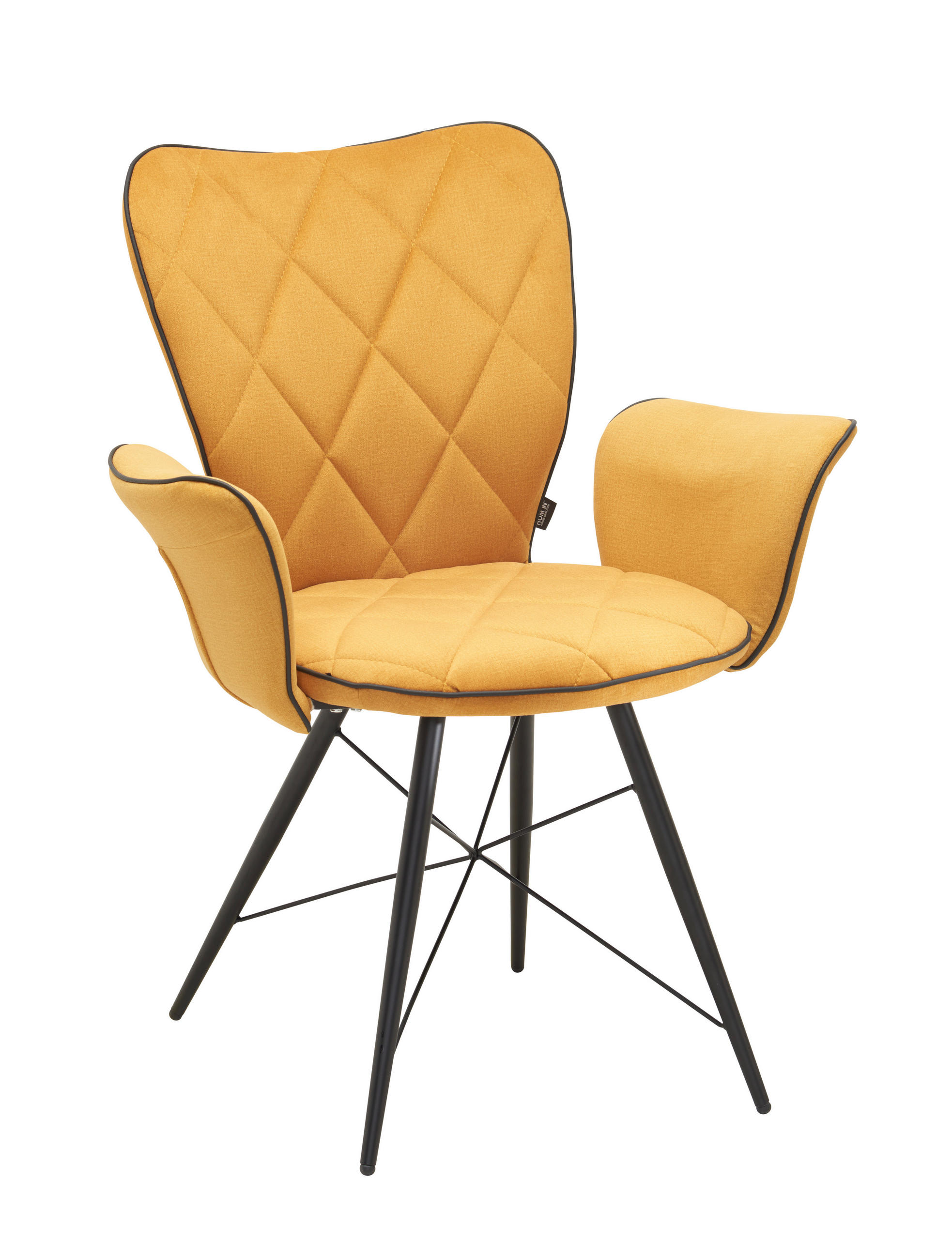 STOLIČKA S PODRÚČKAMI, železo, mikrovlákno, žltá, čierna - čierna/žltá, Design, kov/textil (57,5/89,5/61cm) - Hom`in