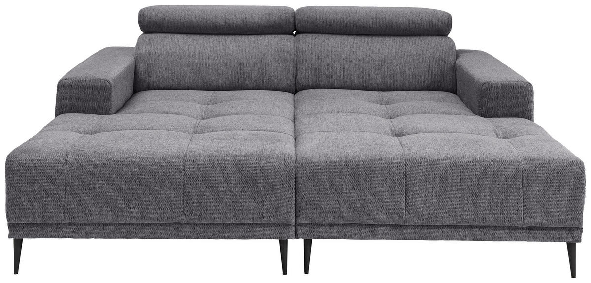 ECKSOFA in Chenille Dunkelgrau  - Dunkelgrau/Schwarz, Konventionell, Textil/Metall (200/188cm) - Livetastic