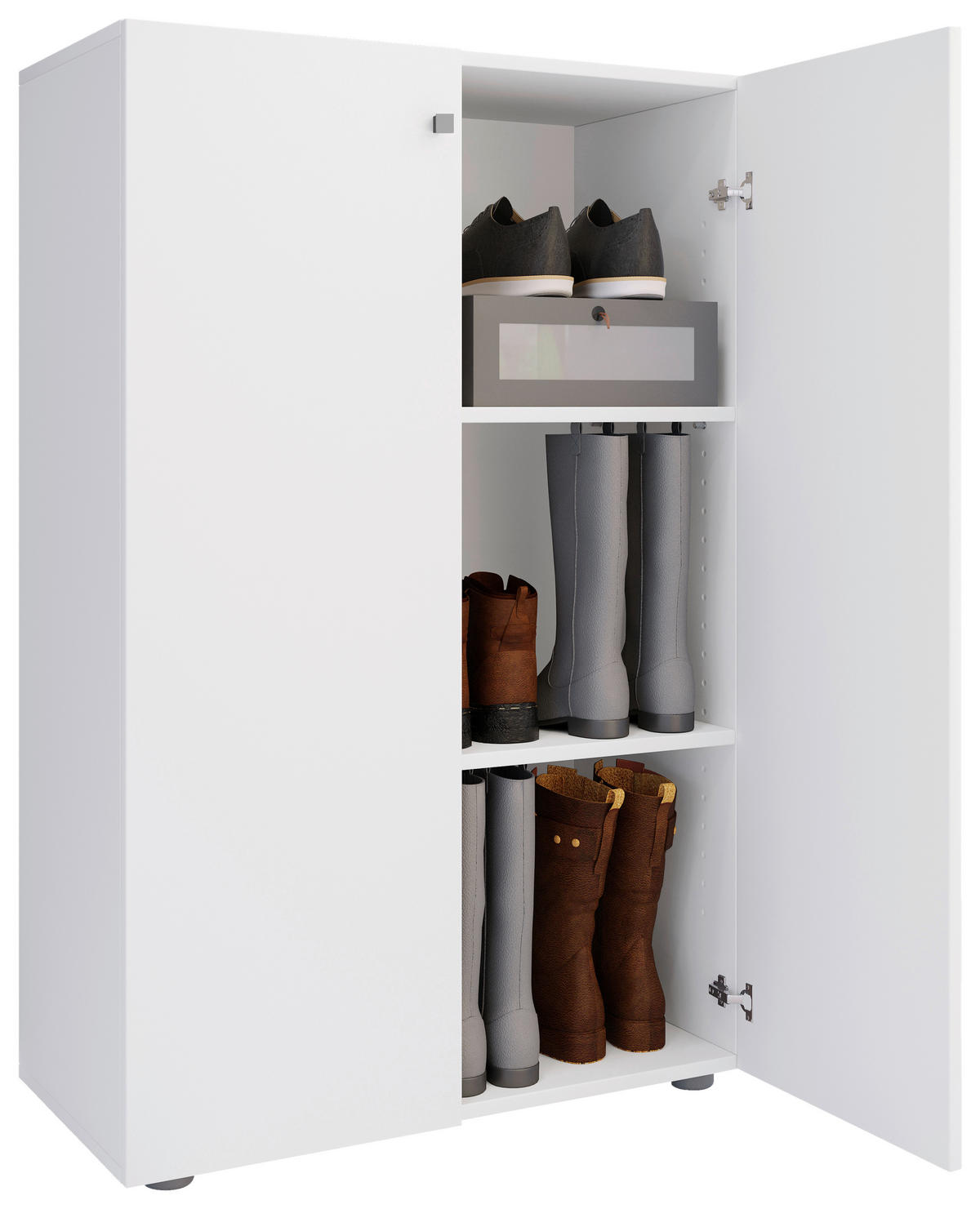 SCHUHSCHRANK Weiß  - Silberfarben/Schwarz, Design, Holzwerkstoff/Kunststoff (70/110/39cm) - MID.YOU