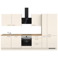 KÜCHENBLOCK 330 cm   in Eichefarben, Magnolie  - Edelstahlfarben/Eichefarben, MODERN, Holzwerkstoff/Metall (330cm) - Nobilia
