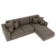 ECKSOFA Taupe Cord  - Taupe/Chromfarben, KONVENTIONELL, Kunststoff/Textil (293/195cm) - Carryhome