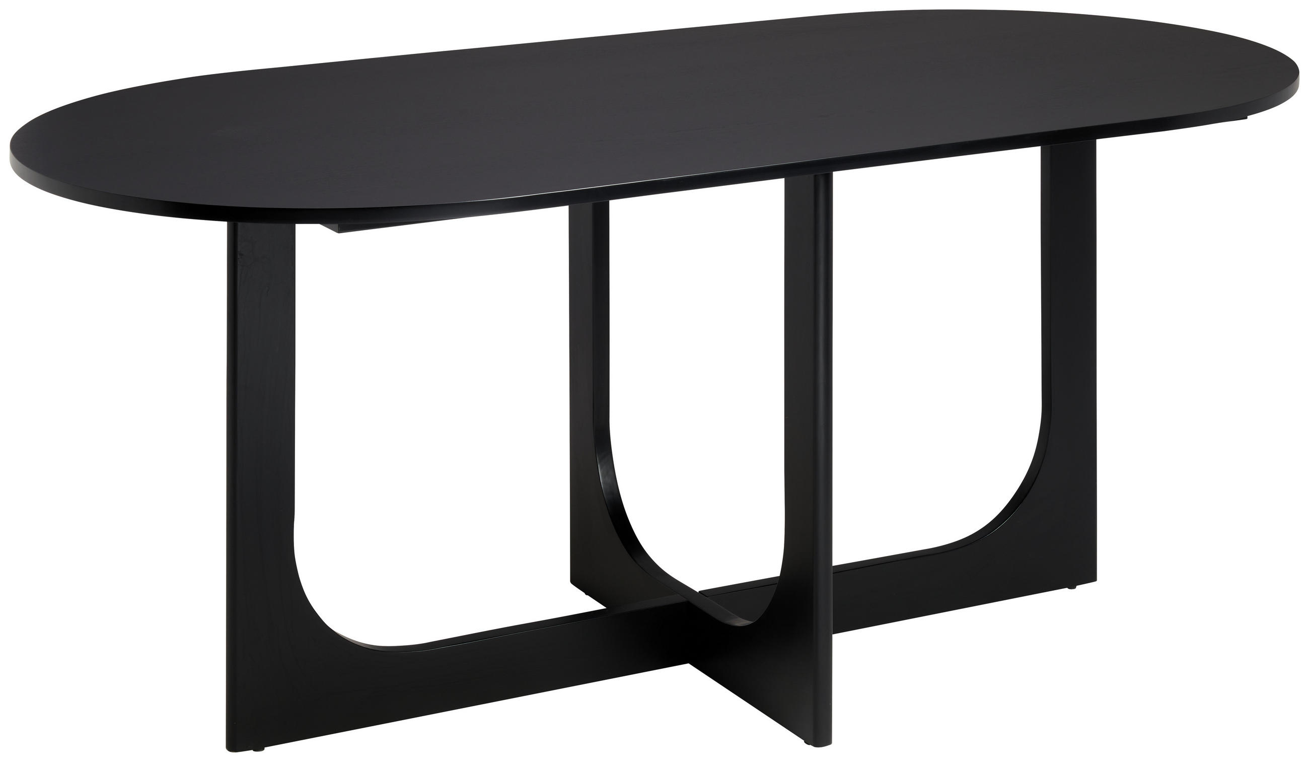 ESSTISCH Echtholz  Holz oval Schwarz  - Schwarz, Basics, Holz (180/76/90cm) - MID.YOU