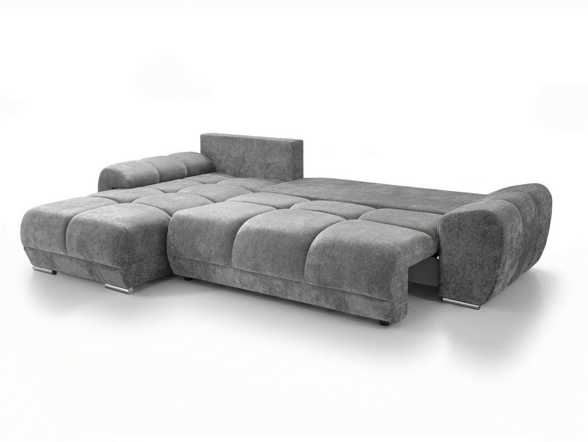 ECKSOFA  in Chenille Grau  - Chromfarben/Schwarz, KONVENTIONELL, Kunststoff/Textil (183/290cm) - Xora