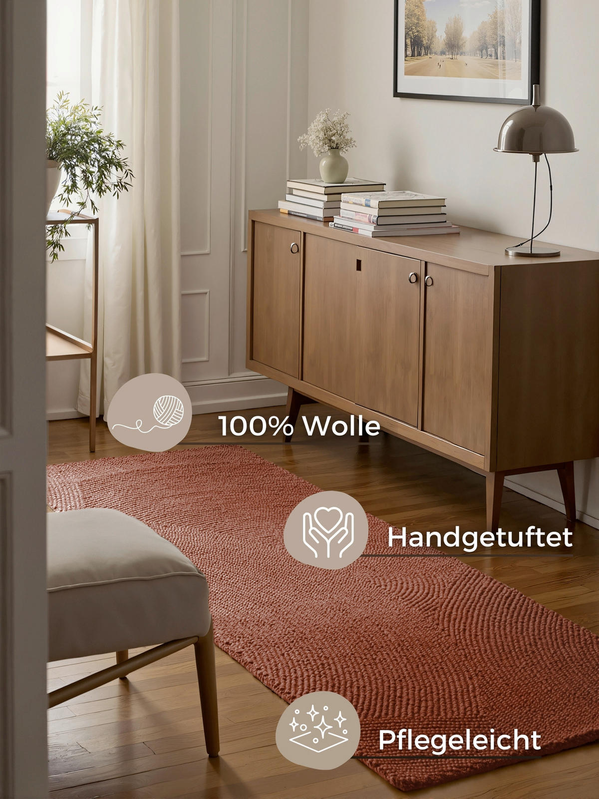 LÄUFER 80/200 cm Calmio  - Rotbraun, Basics, Textil (80/200cm) - Hanse Home
