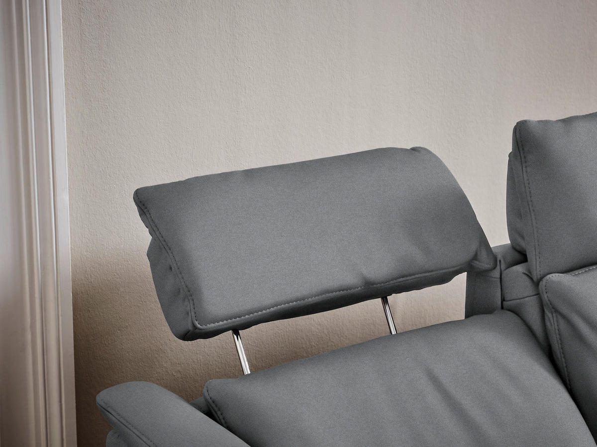 TRAPEZSOFA in Mikrofaser Grau  - Schwarz/Grau, Konventionell, Textil/Metall (221/103/95cm) - Dieter Knoll
