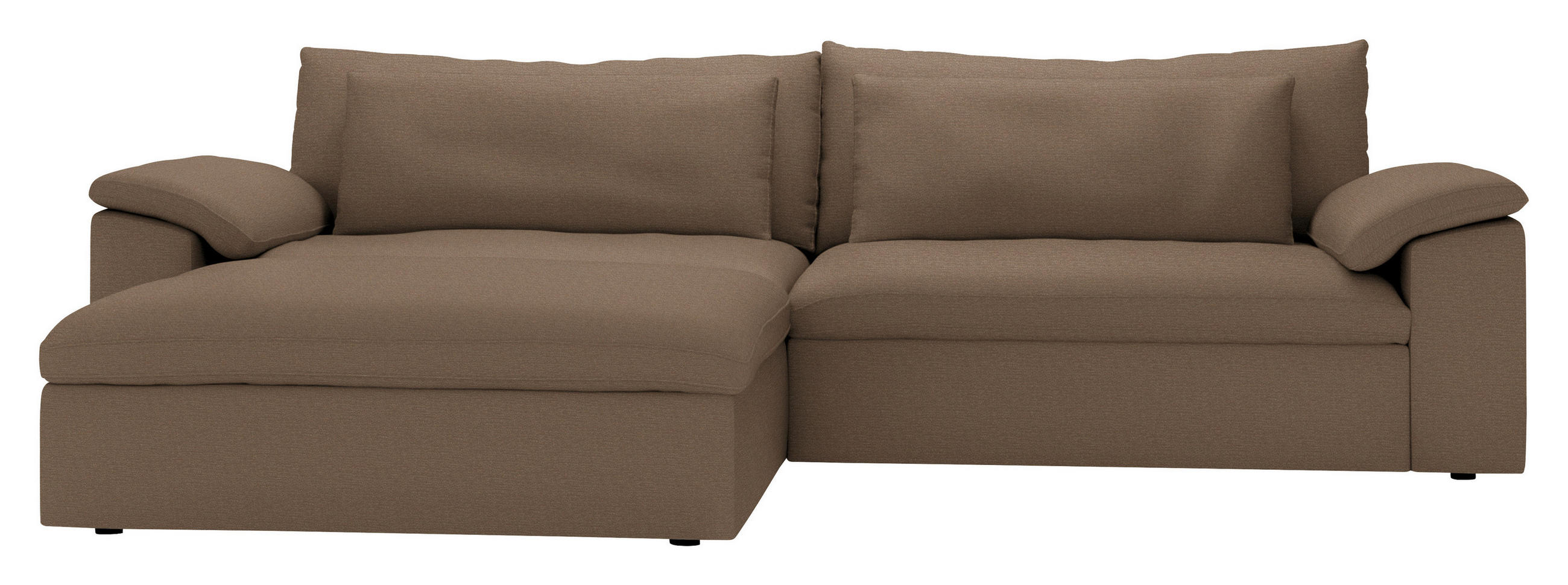ECKSOFA  Chenille Hellbraun  - Hellbraun/Schwarz, Modern, Kunststoff/Textil (198/306cm) - Carryhome