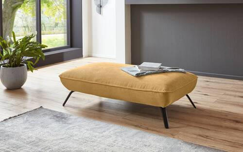 HOCKER Cord Gelb  - Gelb/Schwarz, Design, Textil/Metall (142/43/80cm) - Moderano